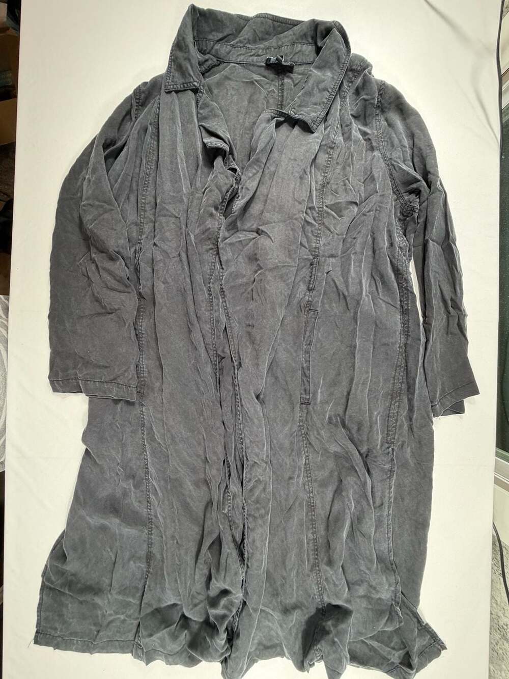 Current Mood Washed Black Tencel Drapey Trench Coat